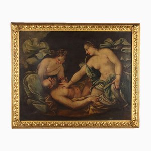 Emilian School Artist, Lot and his Daughters, Late 1600s-Early 1700s, Oil on Canvas, Framed