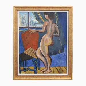 Desnudo en la ventana con vistas al Sacré-Coeur de Louis Latapie, años 30