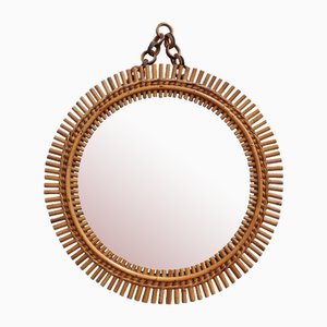 Vintage Italian Round Wall Mirror with Hanging Chain, 1960s