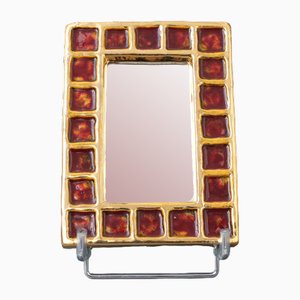 Vintage French Ceramic Mirror by François Lembo, 1970s