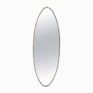 Large Vintage Italian Wall Mirror with Brass Frame, 1960s
