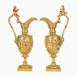 Große Louis XIV Vergoldete Bronzekrüge, 19. Jh., 2er Set