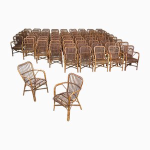 Mid-Century Italian Outdoor Armchairs in Bamboo and Rattan, 1960s, Set of 73