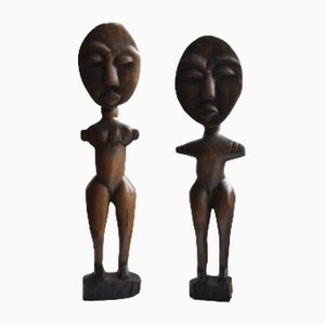 Bambole Akuaba Fertility grandi del popolo Ashanti del Ghana, set di 2