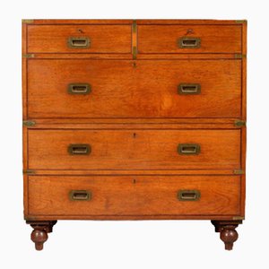 Victorian Teak Campaign Chest by Army & Navy, c.1890
