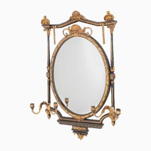 Specchio Regency in vetro ebanizzato e dorato
