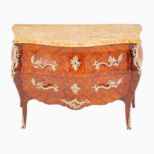 Louis XVI Commode Bombe Chest Drawers Parquetry, 1890s