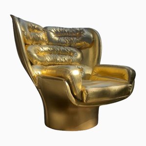Golden Limited Edition Elda Chair No. 8/20, Joe Colombo für Longhi, Italien zugeschrieben