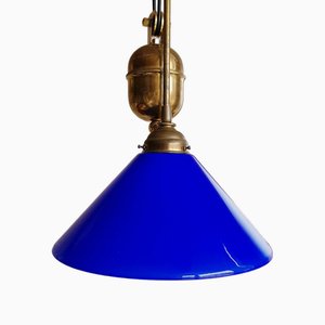 Lampada a sospensione vintage blu, anni '60
