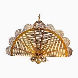 Vintage French Brass Fan Firescreen