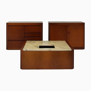 Model 4D Cabinet Set and Coffee Table by Angelo Mangiarotti for Molteni, 1960s, Set of 3