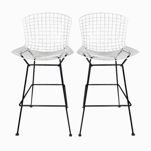 Set of Harry Bertoia Bar Stool °427° in Rilsan Coating Black-White by Harry Bertoia for Knoll International, 1970s
