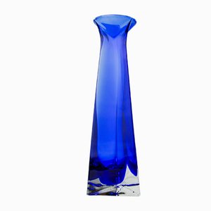 Blaue Soliflore Sommerso Vase aus Muranoglas, 1970