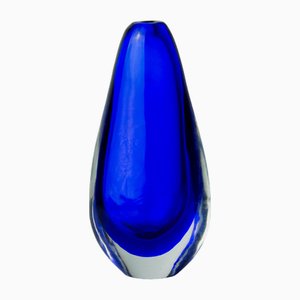 Blaue Sommerso Vase von Seguso, 1970