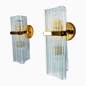 Lampade da parete in vetro tubolare di Gaetano Sciolari, 1970, set di 2
