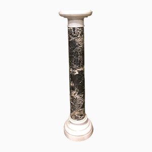 Columna Imperio de mármol italiano en blanco y negro