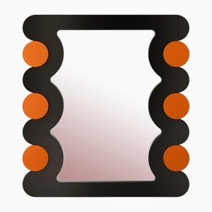 Jurong Holz Spiegel in Schwarz und Orange von Marnois
