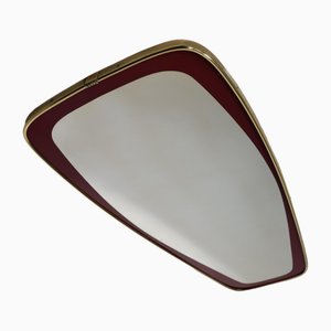 Specchio Mid-Century di design a forma libera con bordo dorato, anni '50