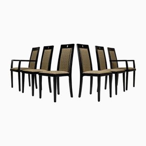 Esszimmerstühle aus Holz & Stoff, Österreich, 1980er, 6er Set
