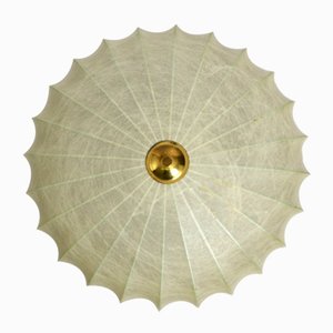 Round Cocoon Ceiling Lamp with Metal Frame, 1960s