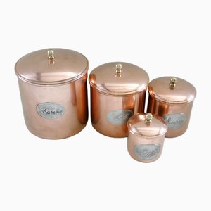 Vintage French Copper Canisters, 1970s, Set of 4