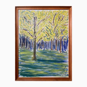 Haugaard, Waving Yellow Trees, Oil on Canvas, Mid-20th Century