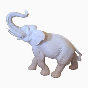 814 Elephant en Céramique Blanche, 1960s