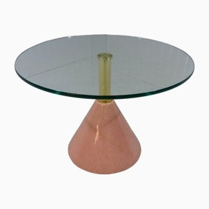 Italian Pink Natural Stone & Glass Side Table, 1980s