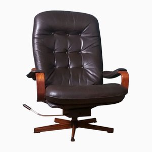Leather Office Chair, Denmark, 1960s