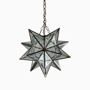 Stern Kronleuchter aus Messing & Glas von Nevio Sorini, 1950er