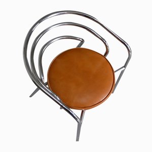 Armchair in Chrome Tube and Leather Seat, France, 1970s