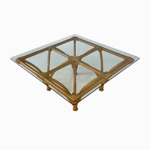 Vintage Bamboo and Glass Coffee Table, 1970s