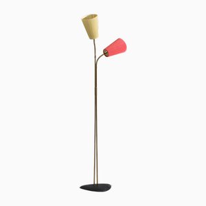 Lámpara de pie Mid-Century moderna de doble luz, años 60