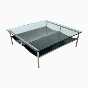 Postmodern Glass and Steel Coffee Table attributed to Metaform, 1990s