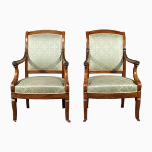 Armchairs with Mahogany Crosses, Early 19th Century, Set of 2