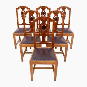 Art Deco Chairs, Poland, 1940s, Set of 6