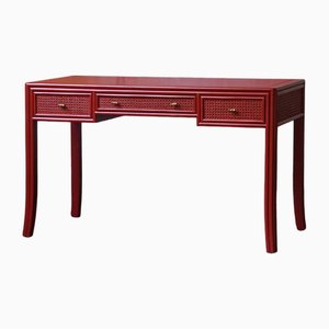 China Red Lacquered Desk by Elinor and John McGuire for Lyda Levi, 1970s