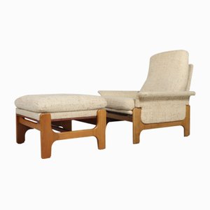 Mid-Century Scandinavian Lounge Chair with Ottoman, 1970s, Set of 2