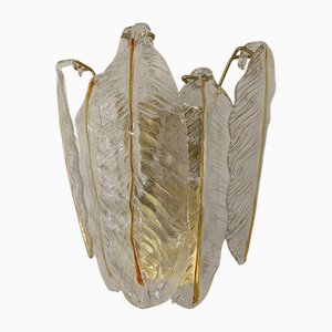 Vintage Murano Glass Leaf-Shaped Wall Light, Italy, 1970s