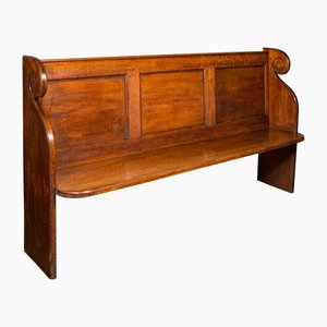 Antique English Panelled Church Pew in Oak, 1850s