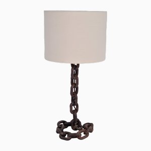 Mid-Century Brutalist Table Lamp with Chain Links, France, 1950s