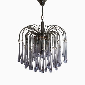 Lámparas de techo y pared en forma de lágrima de cristal de Murano, Italia, años 70. Juego de 2