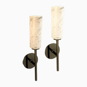 Apliques de pared de mármol de Carrara de níquel negro de Simoeng. Juego de 2