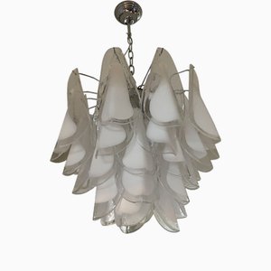 Rondine White and Transparent Murano Glass Chandelier by Simoeng