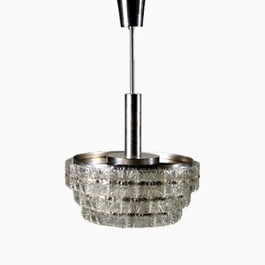 Vintage Italian Ceiling Lamp in Glass and Metal, 1960s