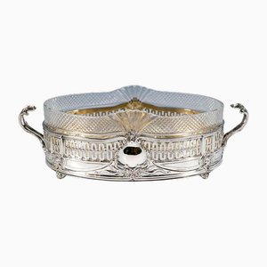 Jardinière Art Nouveau en Argent avec Verre Taillé par Wolfers Frères, Brussels, 1890s