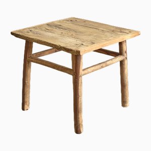 Rustic Elm Square Side Table, 1920s