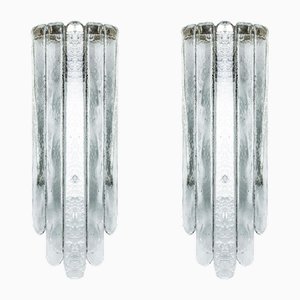 Lámparas de pared largas transparentes de Mazzega, años 70. Juego de 2