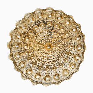 Symmetrical Round Amber Bubble Glass Wall Light attributed to Helena Tynell, 1970s