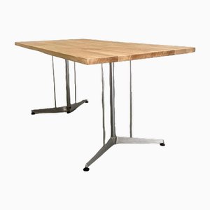Oak Table Desk with Adjustable Leg